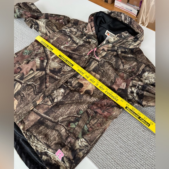Russell Outdoors Green Brown Tan Camouflage Full Zip Hooded Jacket Size Kids XL - Picture 8 of 11